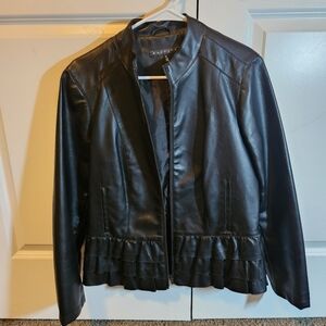 Baccini Leather Ruffled Jacket